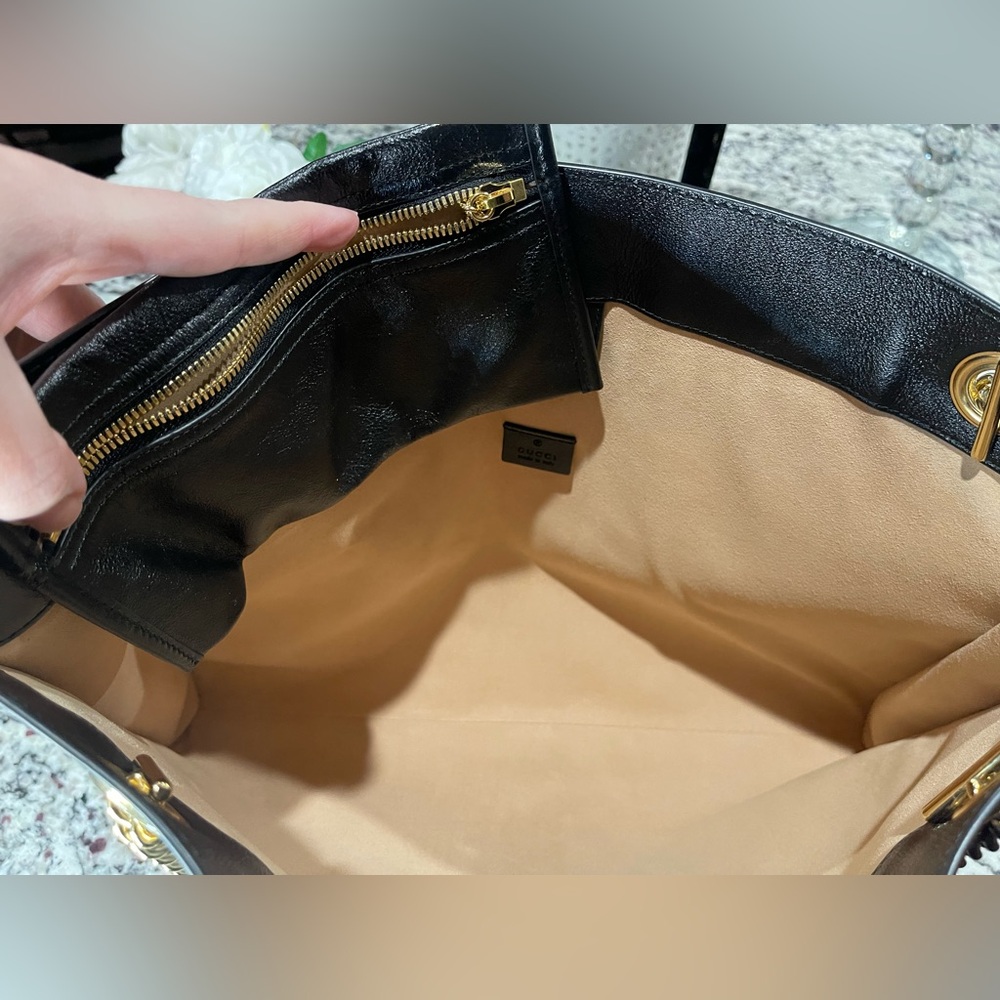 GUCCI Rajah Black Leather Tote Bag - Picture 6 of 7